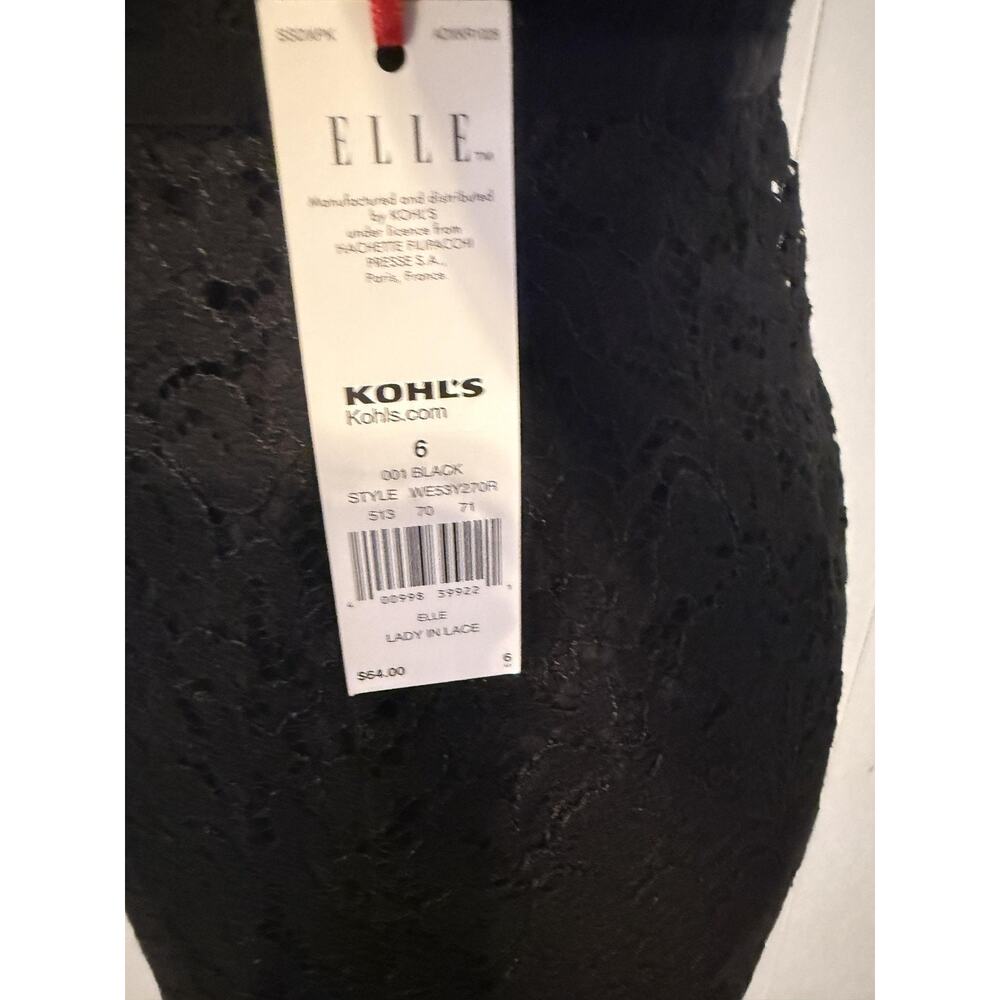Elle Dress Womens 6 Black Lace Short Sleeve Sheath Little Black Dress Party New - Picture 10 of 11